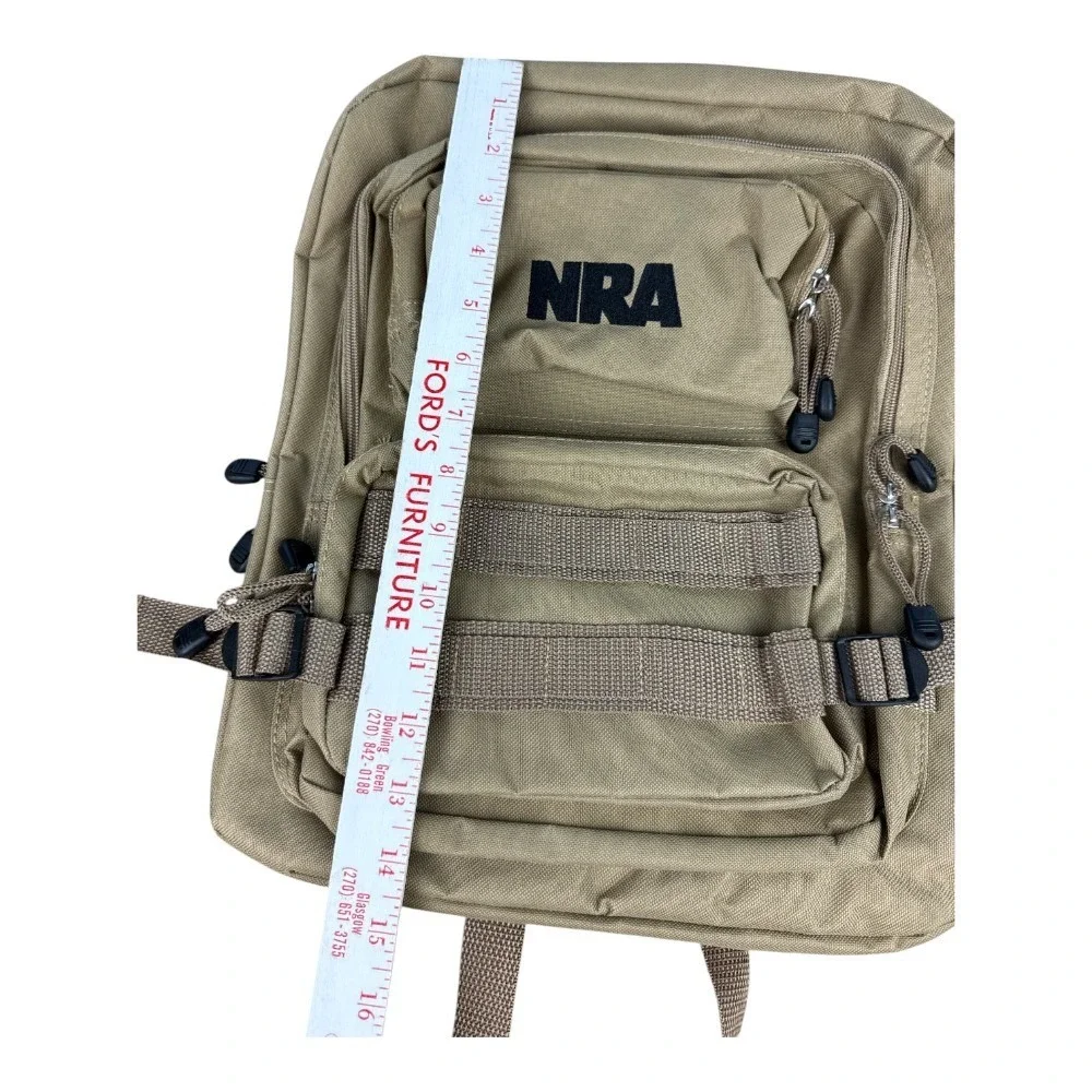 NRA Tactical Backpack Khaki Tan MOLLE Military Style Daypack Multi-Compartment